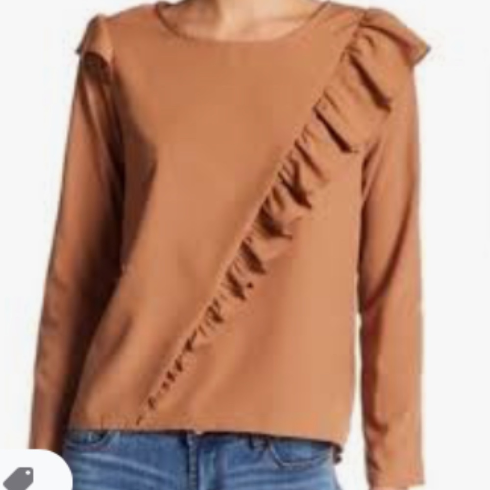 Kenzie Jeans Brown Ruffle Shirt